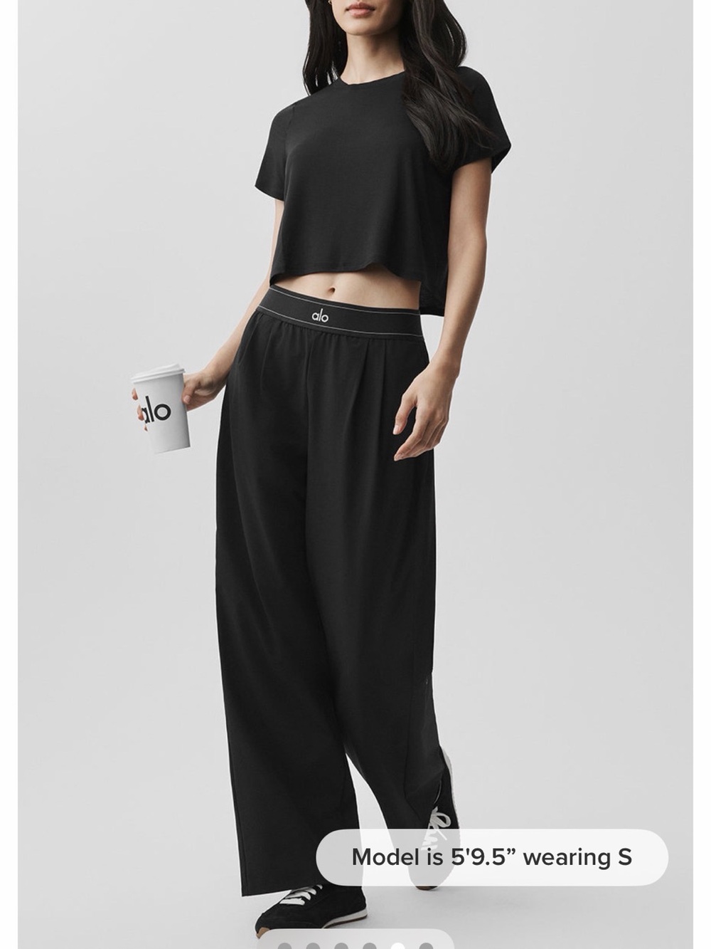 ALO Yoga Women's Black Wide-Leg Lounge Pants Suit Up Trouser size Medium
